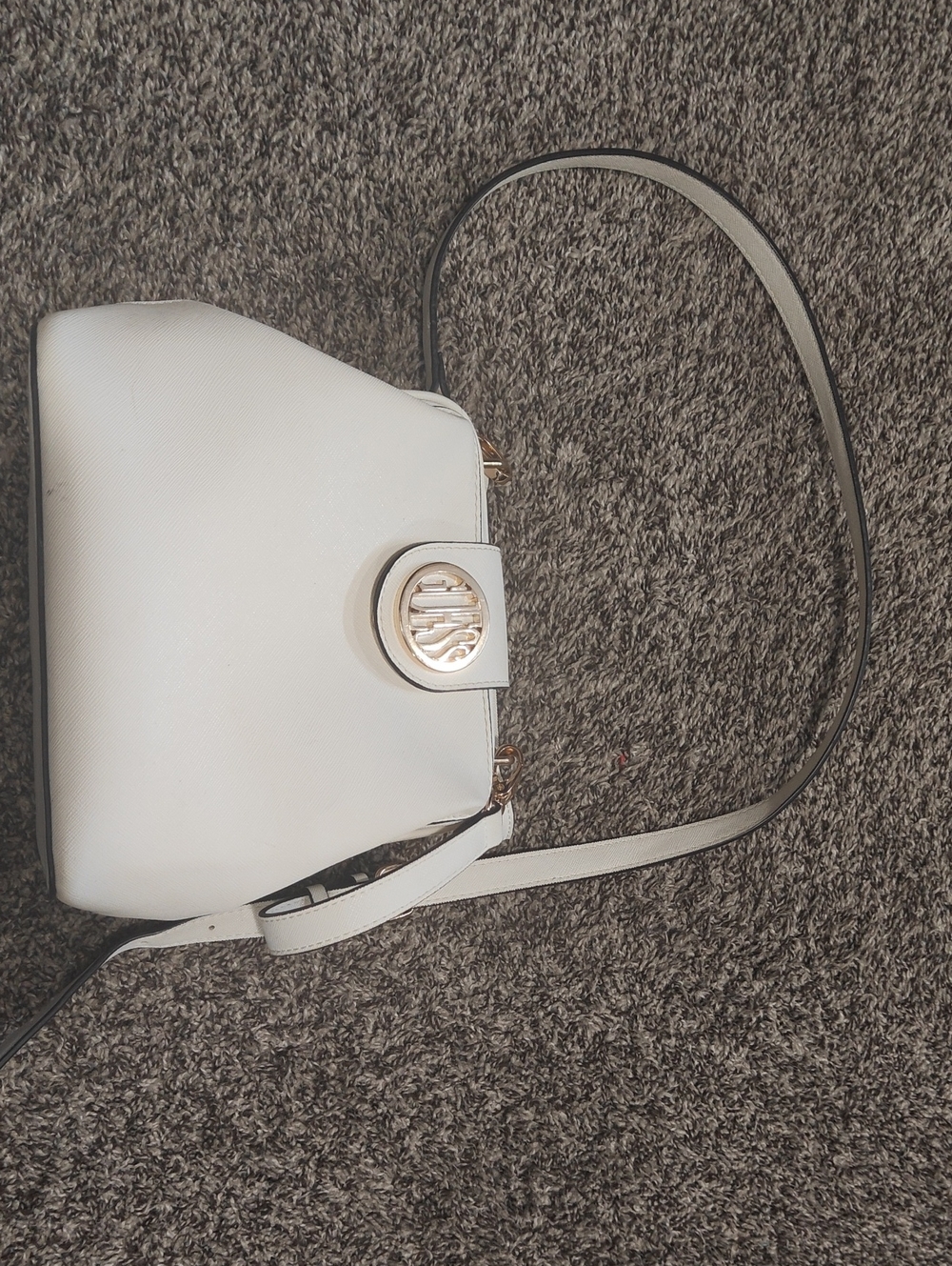 Guess White Crossbody Shoulder Bag with Gold Accent